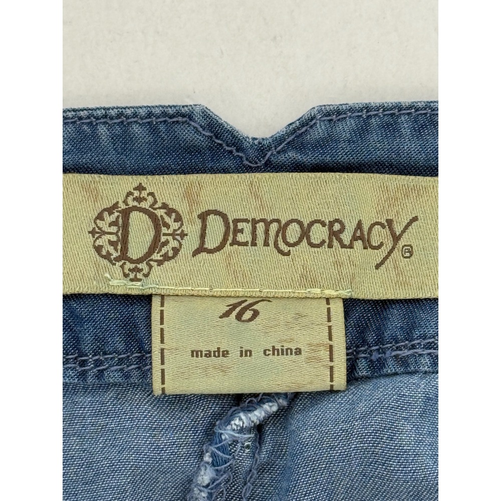 Democracy Indigo Blue Cropped Pull-On Wide Leg Pants - Picture 9 of 14